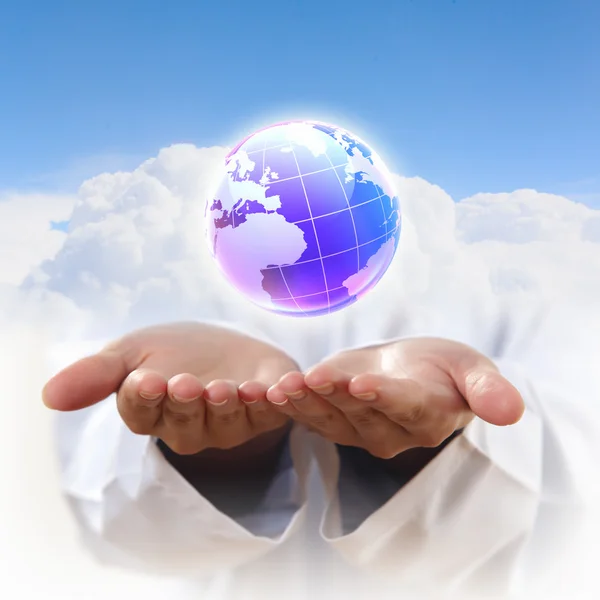 Planet system in your hands — Stock Photo, Image