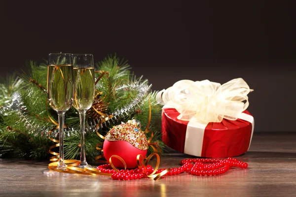 Glasses of champagne at new year party — Stock Photo, Image