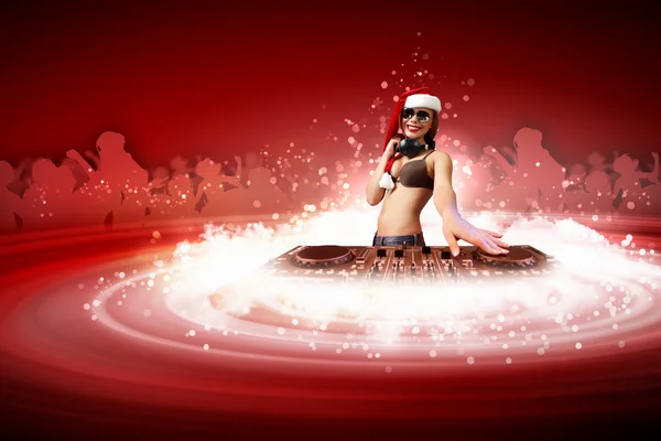 クリスマスを着て女性 dj — ストック写真