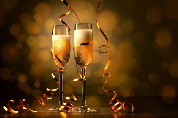 Glasses of champagne at new year party — Stock Photo, Image