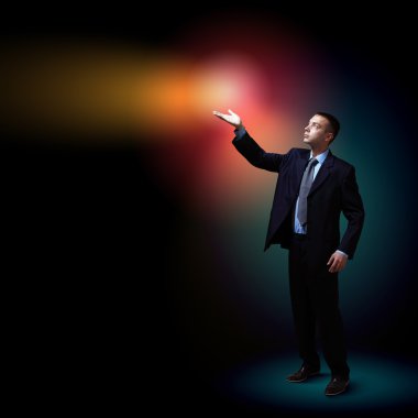 iş adamı, parlayan ışık ile