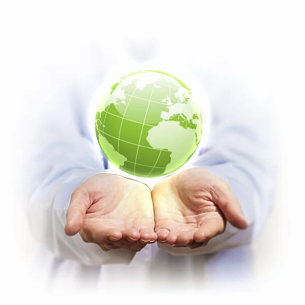 Planet system in your hands — Stock Photo, Image