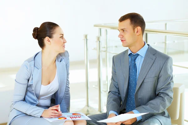 A portrait of a businesswoman and businessman — Stock Photo, Image