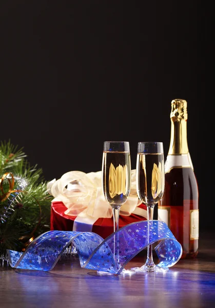 Glasses of champagne at new year party — Stock Photo, Image