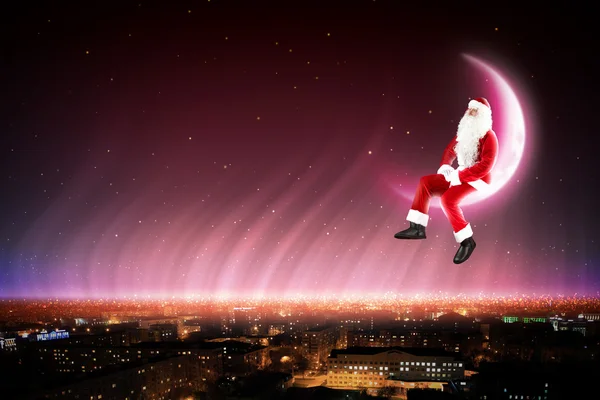 Santa στο φεγγάρι — Φωτογραφία Αρχείου