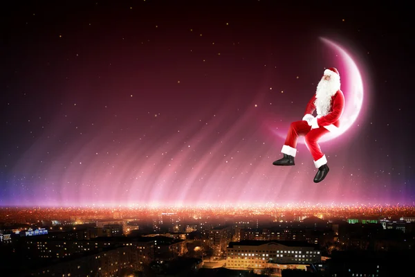 Santa on the moon — Stock Photo, Image