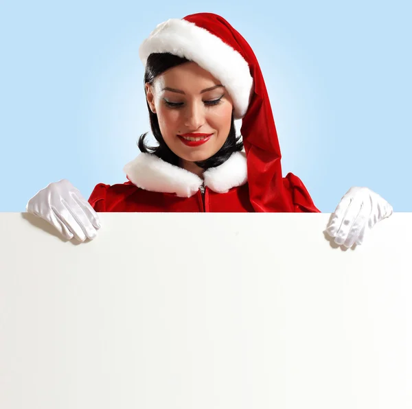 Santa girl s prázdný nápis — Stock fotografie