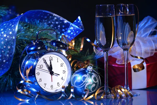 Glasses of champagne at new year party — Stock Photo, Image