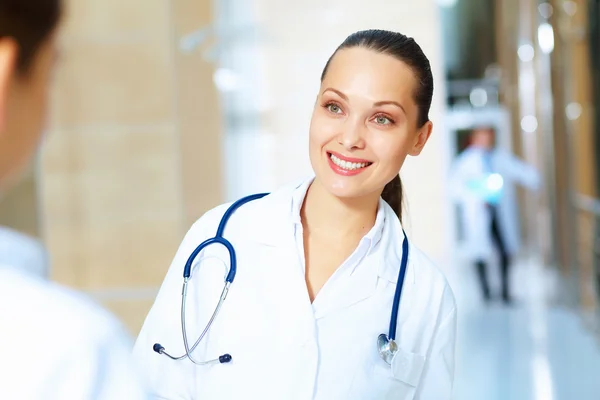 Portrait of two friendly female doctors — Stock Photo, Image