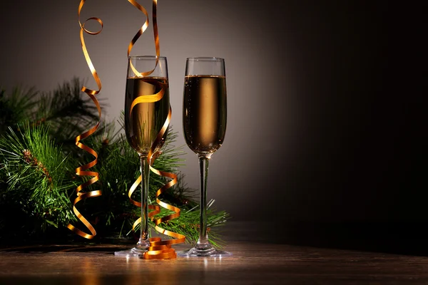 Glasses of champagne at new year party — Stock Photo, Image