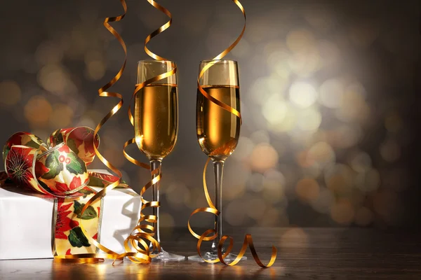 Glasses of champagne at new year party — Stock Photo, Image