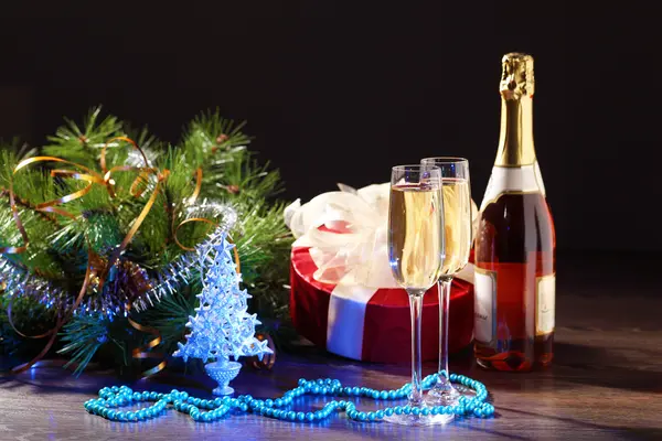 Glasses of champagne at new year party — Stock Photo, Image