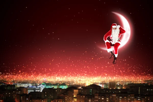 Santa on the moon — Stock Photo, Image