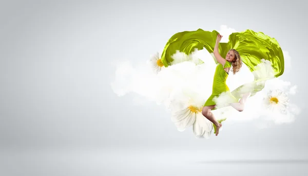 Female dancer and heart symbol — Stock Photo, Image