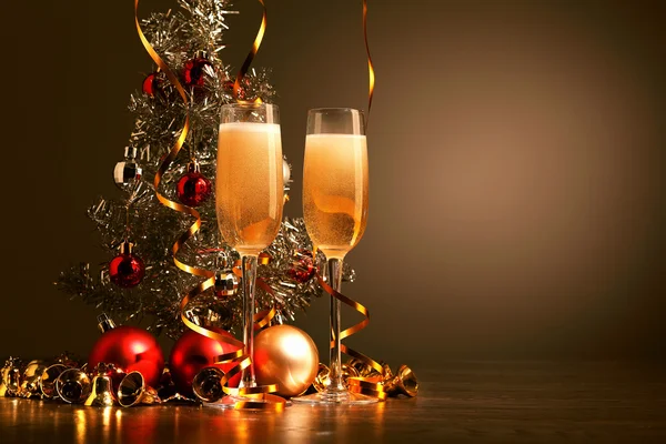 Glasses of champagne at new year party — Stock Photo, Image