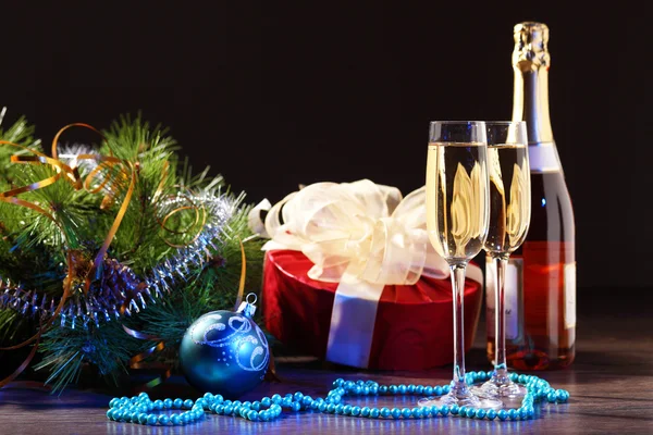 Glasses of champagne at new year party — Stock Photo, Image