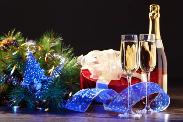 Glasses of champagne at new year party — Stock Photo, Image