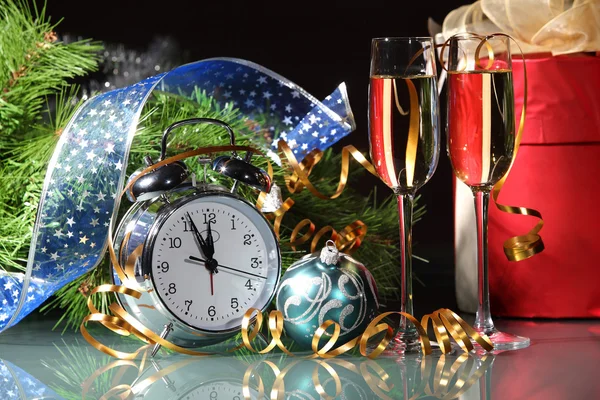 Glasses of champagne at new year party — Stock Photo, Image