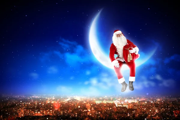 Santa a Holdon — Stock Fotó