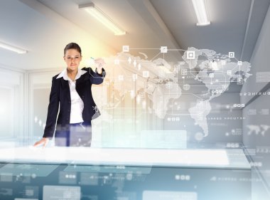 teknik resim simgesine tıklayarak genç iş kadını imajını