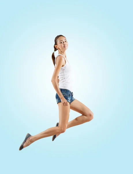 Modern style female dancer jumping and posing — Stock Photo, Image