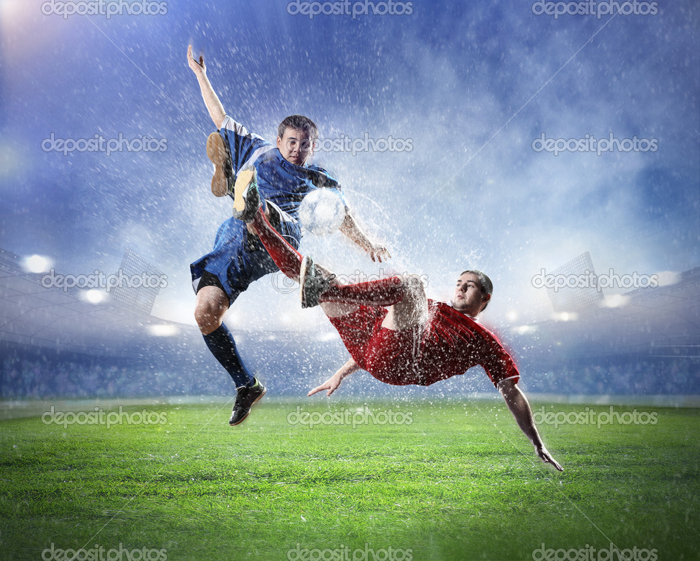 Image Of Two Football Players At Stadium Stock Photo, Picture and Royalty  Free Image. Image 21438814.