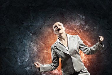 businesswoman in anger clipart
