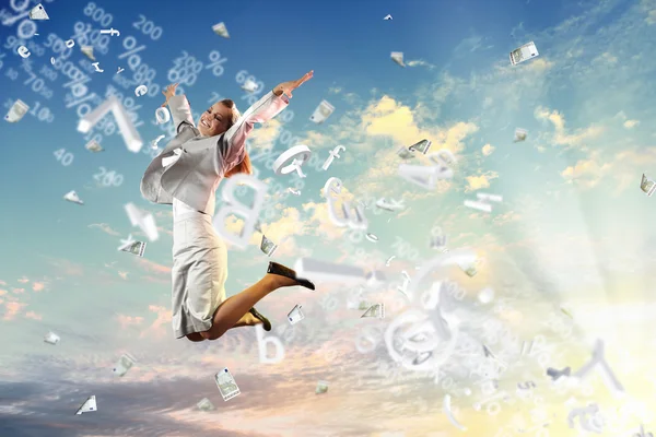 Image of jumping businesswoman — Stock Photo, Image