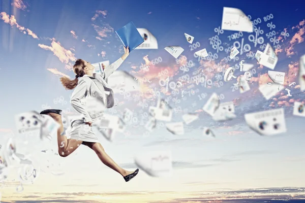 Image of jumping businesswoman — Stock Photo, Image