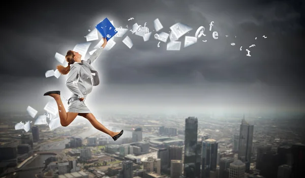 Image of running businesswoman — Stock Photo, Image