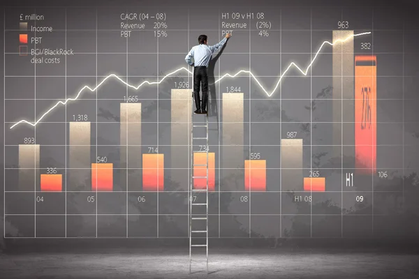 Affärsman ritade diagram — Stockfoto