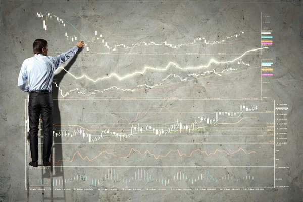 Biznesmen rysunku diagramu — Zdjęcie stockowe