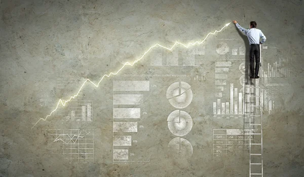 Affärsman ritade diagram — Stockfoto