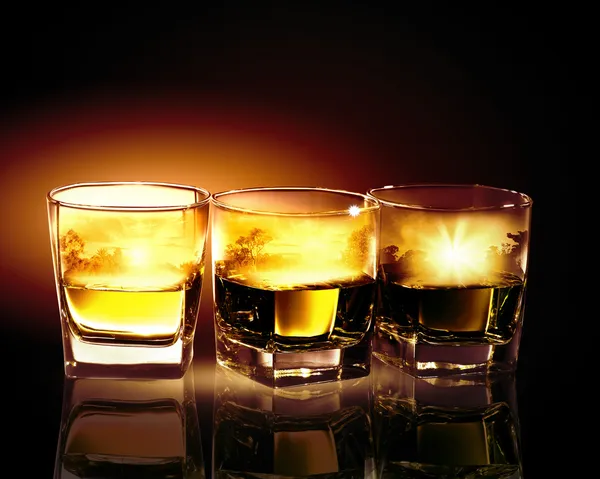 Three glasses of whiskey — Stock Photo, Image