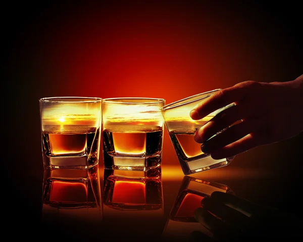 Tres vasos de whisky — Foto de Stock