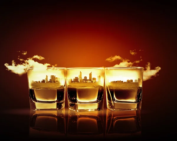 Three glasses of whiskey — Stock Photo, Image