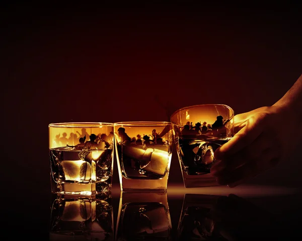 Tres vasos de whisky — Foto de Stock