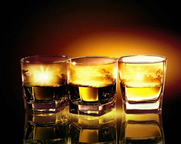 Three glasses of whiskey — Stock Photo, Image