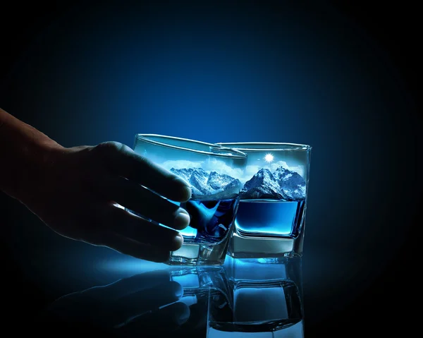 Two glasses of blue liquid — Stock Photo, Image