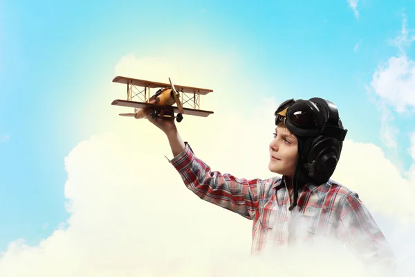 Little boy in pilot's hat — Stock Photo, Image