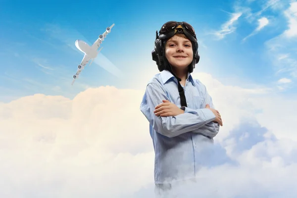 Little boy in pilot's hat — Stock Photo, Image