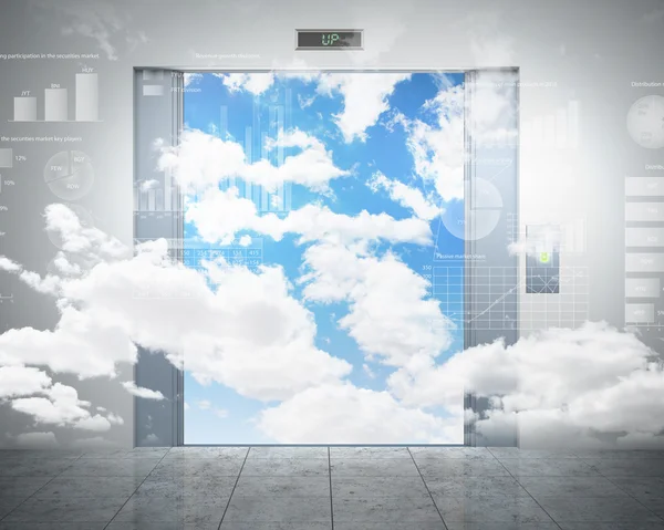 Elevator doors and the natural landscape — Stock Photo, Image