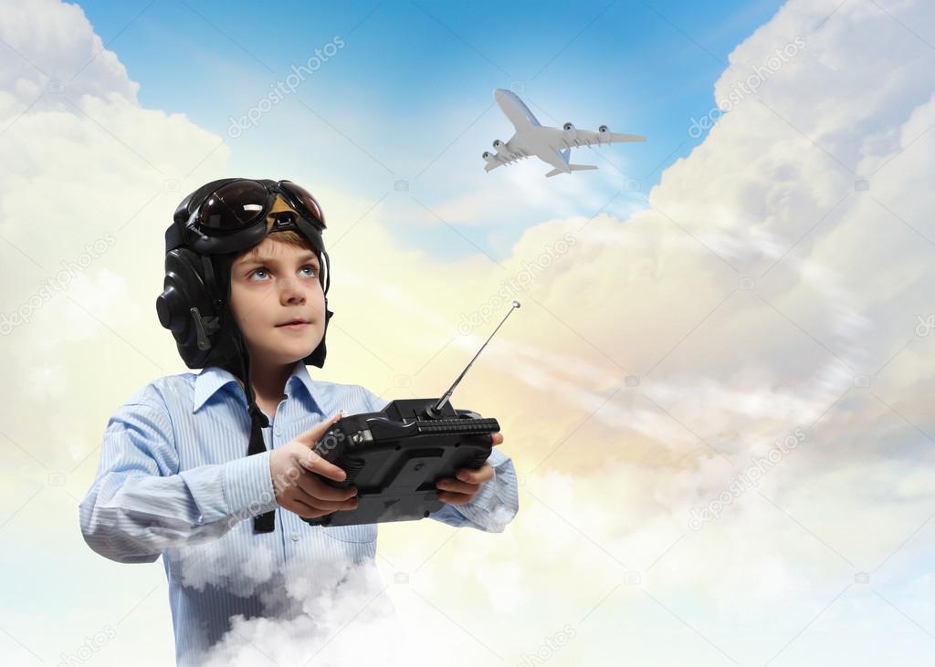 Little boy in pilot's hat