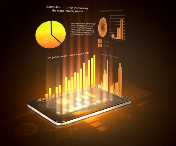 Pad and three-dimensional graphics — Stock Photo, Image