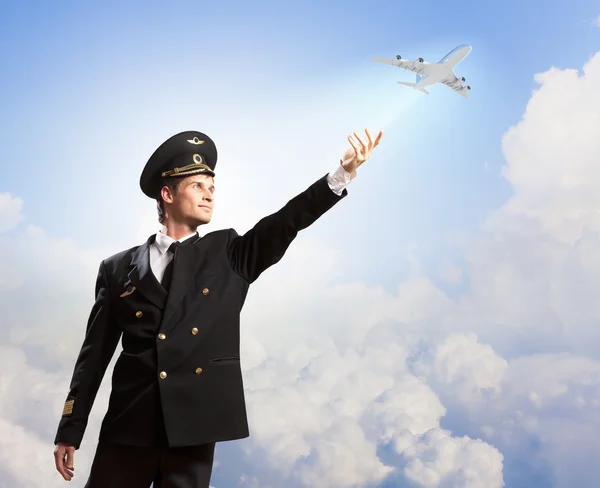 Image of pilot touching air — Stock Photo, Image