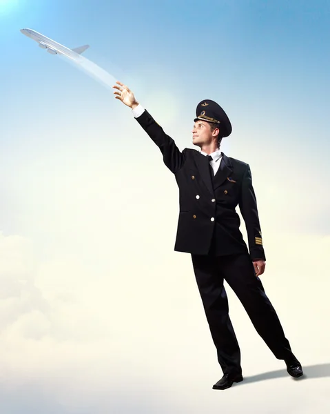 Image of pilot touching air — Stock Photo, Image