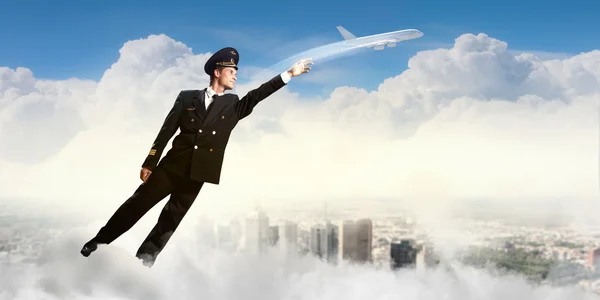 Image of pilot touching air — Stock Photo, Image