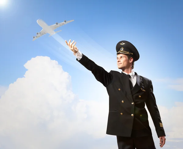 Obraz pilota dotykając powietrza — Zdjęcie stockowe