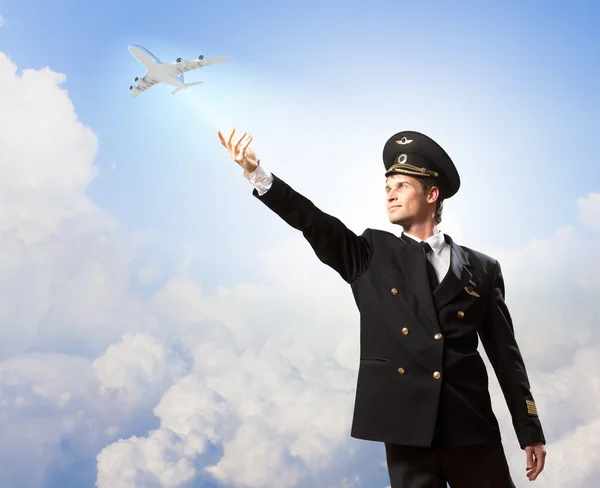 Image of pilot touching air — Stock Photo, Image