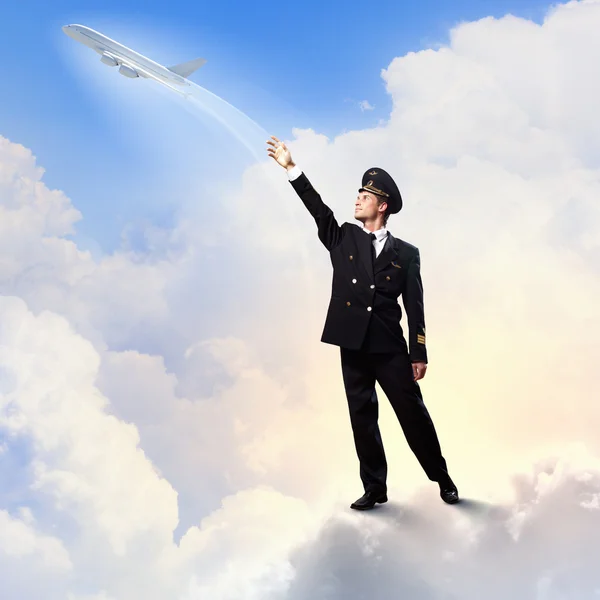 Image of pilot touching air — Stock Photo, Image